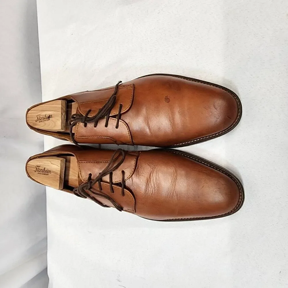 Tasso Elba Men's 11 Arturo Plain Toe Derbys Brown Leather Career Workwear